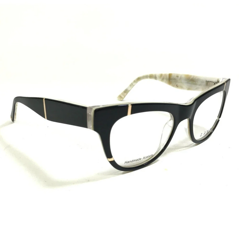L.A.M.B Eyeglasses Frames LA067 BLK Black Ivory Horn Cat Eye Full RIm 51-19-140